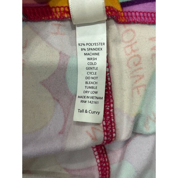 LuLaRoe Valentine Conversation Heart Print Leggings One Size Tall Curvy - Picture 7 of 10